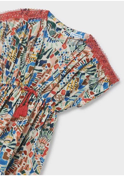 Kız Çocuk Baskılı Elbise Beyaz 6923 indirimleri