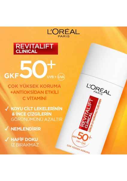 L'Oréal Paris Revitalift Clinical Spf 50+ Günlük Yüksek Uv Korumalı Yüz Güneş Kremi 50Ml