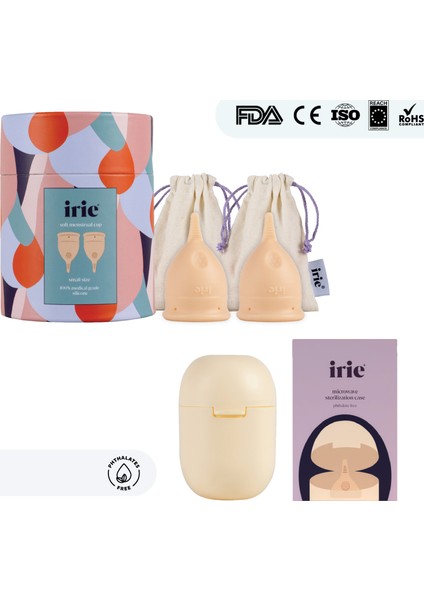 Adet Kabı Regl Kabı Menstrüel Menstrual Cup Kap (2'li Paket) + Mikrodalga Sterilizasyon Kabı