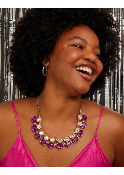 Taşlı Kolye Fuşya