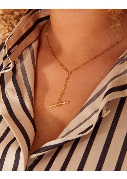 Z Koleksiyonu Moder T Kolye Altın Kaplama