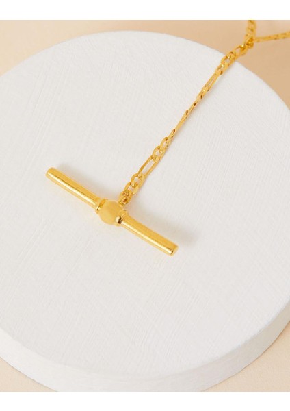 Z Koleksiyonu Moder T Kolye Altın Kaplama modelleri