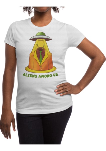 Alien And Ufo Beyaz Spor Tişört