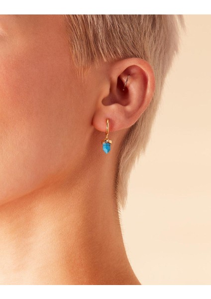 Z Koleksiyonu Küpe Turkuaz Altın Kaplama