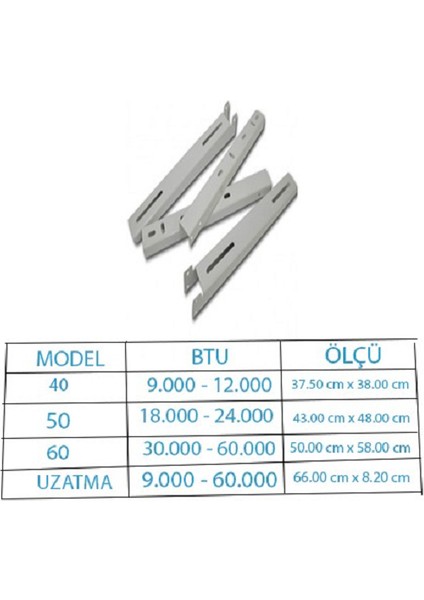 Klima Dış Ünite Montaj Ayağı 18000 -24000 Btu Vidalı 50 Lık