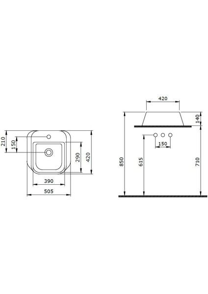 Bocchi Firenze Çanak Lavabo 50X42 cm Parlak Beyaz 1074-001-0126