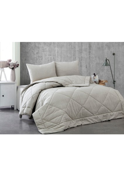 Tek Kişilik %100 Pamuk Kumaş Yorgan / Gri