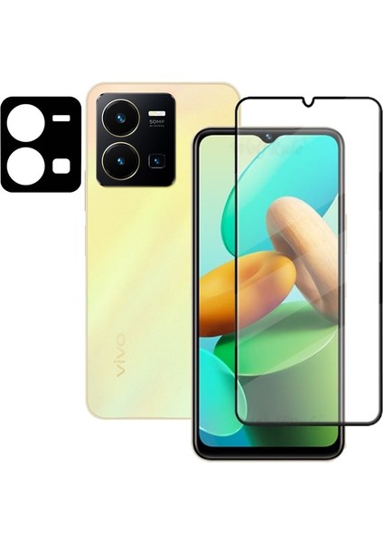 Vivo Y22S Ekran Koruyucu Seramik Tam Ekran 2 Adet + Kamera Lens Koruyucu