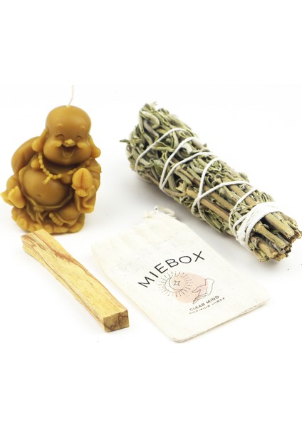Enerji ve Mutlu Buda Seti: Palo Santo Tütsü - Balmumu Buda Mum - Adaçayı Tütsü Demeti fiyatları