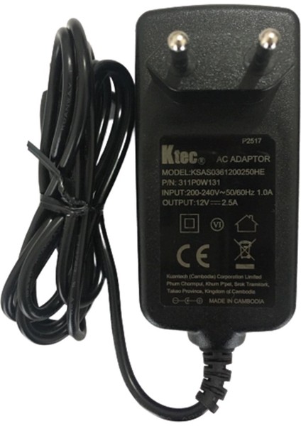 Ktec 12V 2.5A Adaptör