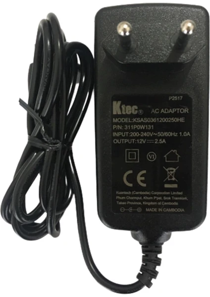 Ktec 12V 2.5A Adaptör