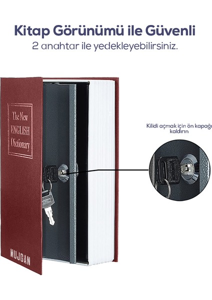 Kitap Görünümlü Gizli Kasa Kırmızı Mujgan