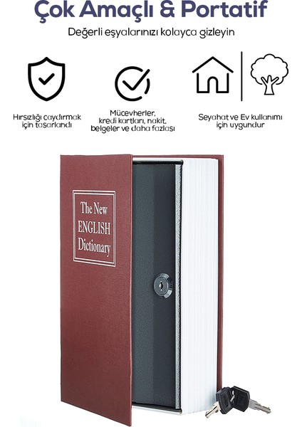Kitap Görünümlü Gizli Kasa Kırmızı Mujgan