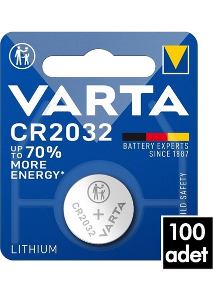 100 Adet Varta CR2032 3V Lityum Para Pil