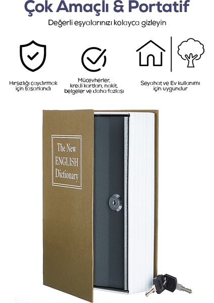 Kitap Görünümlü Gizli Kasa Kahverengi