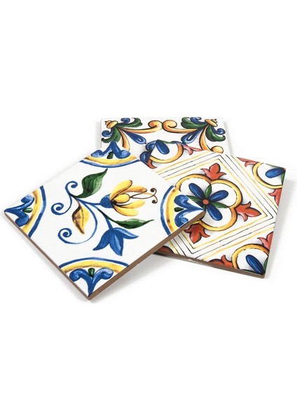 Ikbal Çini Seramik 10X10 Desenli Porselen Karo 5'li 1 Paket Ics5