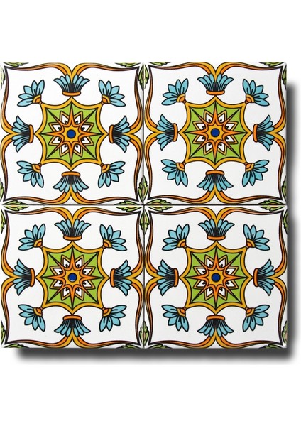 Ikbal Çini Seramik 10X10 Desenli Yer Karosu 5'li 1 Paket ICS24