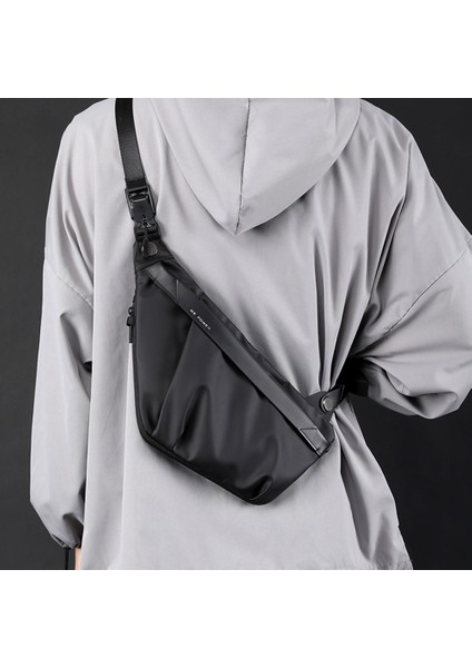 Erkek Askılı Sırt Çantası Sıçramaya Dayanıklı Naylon Kumaş Fanny Pack Ayarlanabilir Omuz Askısı (Yurt Dışından)