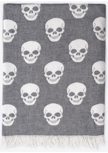 Skull %100 Pamuk Koltuk Şalı Siyah 130x170 modelleri