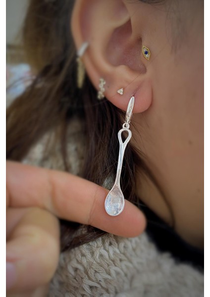 Gümüş Sallantılı Kaşık Model Tek Küpe UC462623 fiyatları