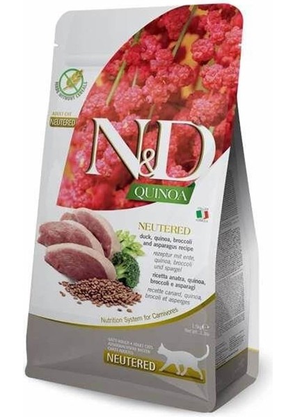 Quinoa Kedi Kısırlaştırılmış Brokoli Ördek ve Kuşkonmaz 1,5 kg