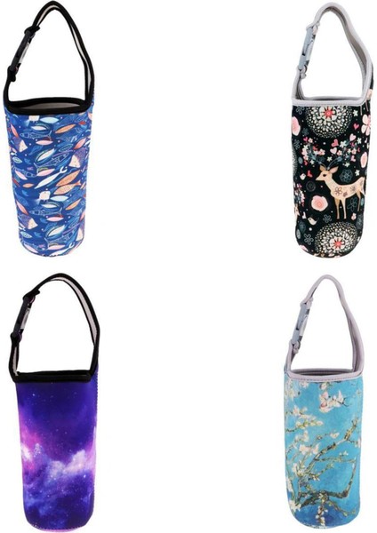 4x Tumbler Taşıyıcı Tutucu Tutucu Dış Yürüyüş Mavi Çiçek Balıkları Için Su Şişesi Kovan (Yurt Dışından)