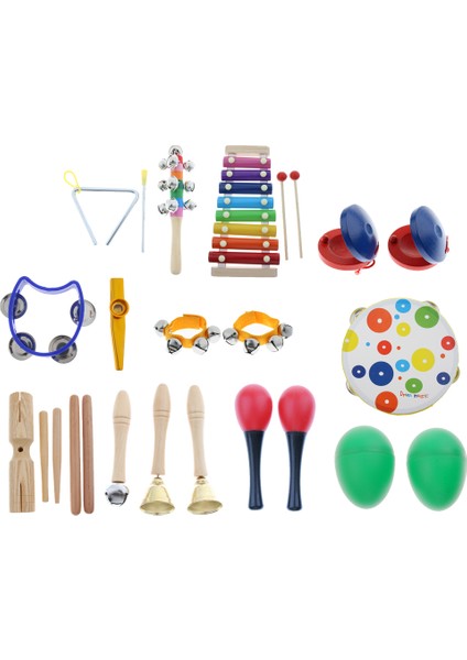 Yürümeye Başlayan Ahşap Müzik Enstrümanı Seti 19 Ppcs - Tune Glockenspiel (Ksilofon), Maracas, Teforine ve - (Yurt Dışından)