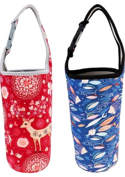 2pcs Tumbler Taşıyıcı Tutucu Çanta Içecekleri Açık Havada Yürüyüş Balık Kırmızı (Yurt Dışından)