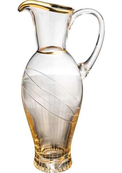 Seremoni Kahve Kesme El Dekor Yaldızlı Desenli Cam Karaf Sürahi