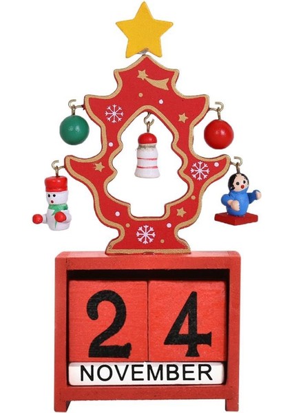 Dekoratif Minyatür Masa Takvimi Ahşap Yılbaşı Süsü Masa Dekoru