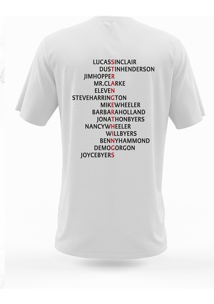 Stranger Things Isimler Yazılı Çift Yön Tasarım Tişört modelleri