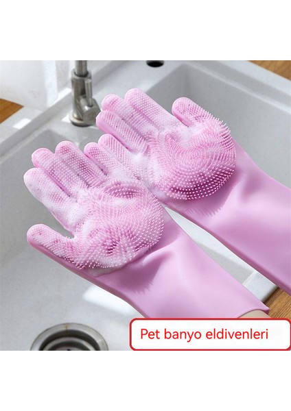 Dikenli Silikon Evcil Hayvan Tüylü Banyo 2'si 1 Arada Eldiven (Yurt Dışından)