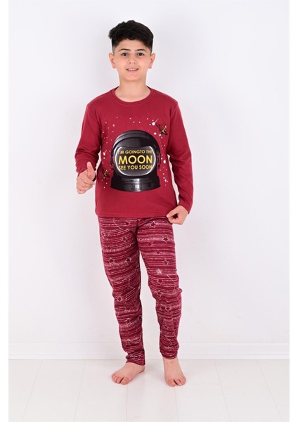 Erkek Çocuk Pijama Takımı Moon Uzun Kollu Pamuklu 1008