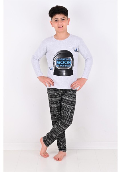 Erkek Çocuk Pijama Takımı Moon Uzun Kollu Pamuklu