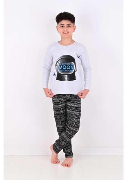 Erkek Çocuk Pijama Takımı Moon Uzun Kollu Pamuklu