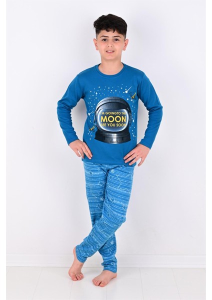 Erkek Çocuk pijama Takimi Moon Uzun Kollu 1008 Pamuklu