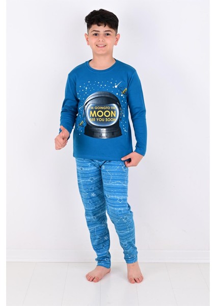 Erkek Çocuk pijama Takimi Moon Uzun Kollu 1008 Pamuklu