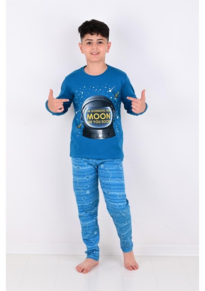 Erkek Çocuk pijama Takimi Moon Uzun Kollu 1008 Pamuklu