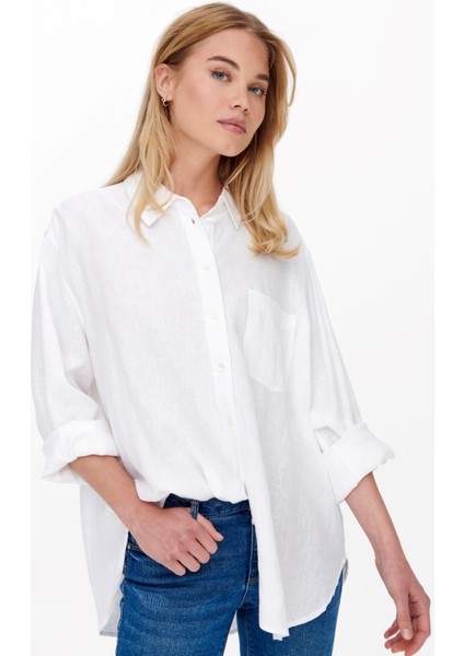 Kadın Onltokyo Cep Detaylı Keten Gömlek 15259585 Ekru modelleri