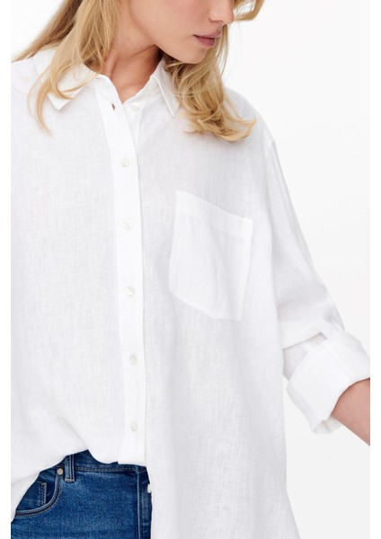 Kadın Onltokyo Cep Detaylı Keten Gömlek 15259585 Ekru fırsatları