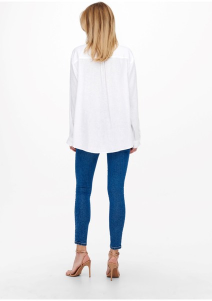 Kadın Onltokyo Cep Detaylı Keten Gömlek 15259585 Ekru indirimleri