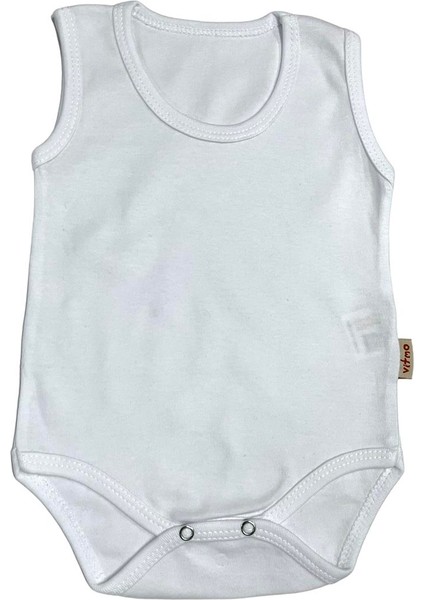 Çıtçıtlı Bebek Body Zıbın Askılı Beyaz Renk
