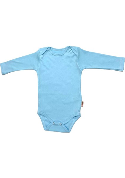 Çıtçıtlı bebek Body Zıbın Askılı Düz Mavi Renk