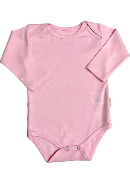 Çıtçıtlı bebek Body Zıbın Askılı Düz Pembe Renk