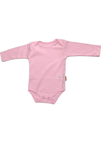 Çıtçıtlı bebek Body Zıbın Askılı Düz Pembe Renk
