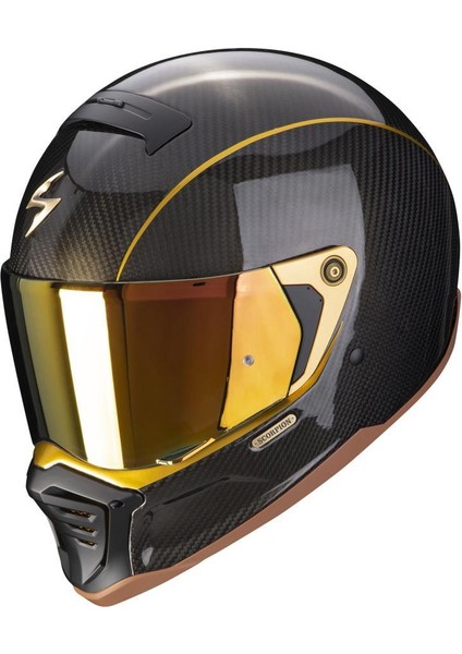 Scoripon Exo Hx1 Karbon Se Retro Motosiklet Kaskı (Siyah / Gold)