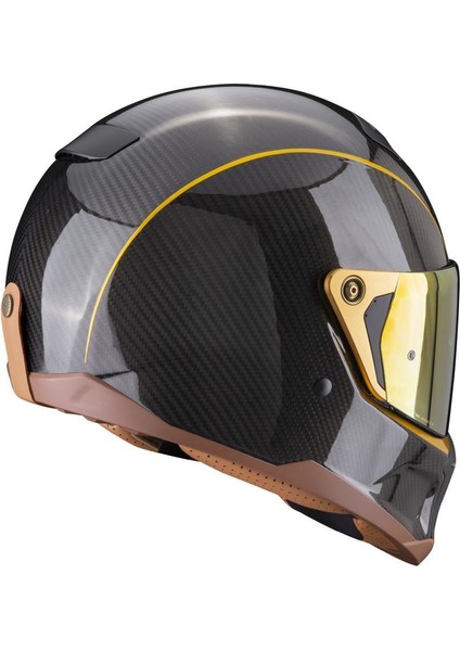 Scoripon Exo Hx1 Karbon Se Retro Motosiklet Kaskı (Siyah / Gold)