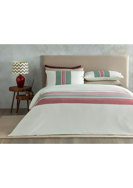 Cosy Stripe Winter Soft Tek Kişilik Nevresim Takımı 160 x 220 cm Kırmızı - Yeşil