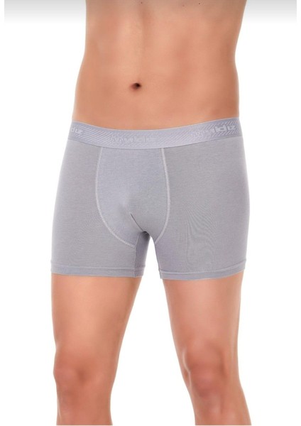 41 Erkek Likralı Boxer Gri Tekli