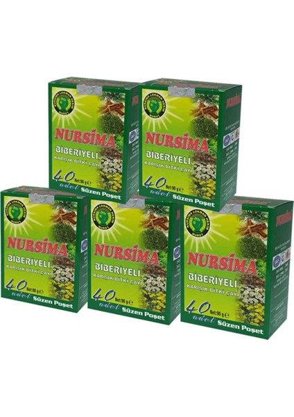 Findit Nursima 5'li Set Biberiyeli Çay 40 'lı Süzen Poşet (5 x 40 Süzen Poşet)